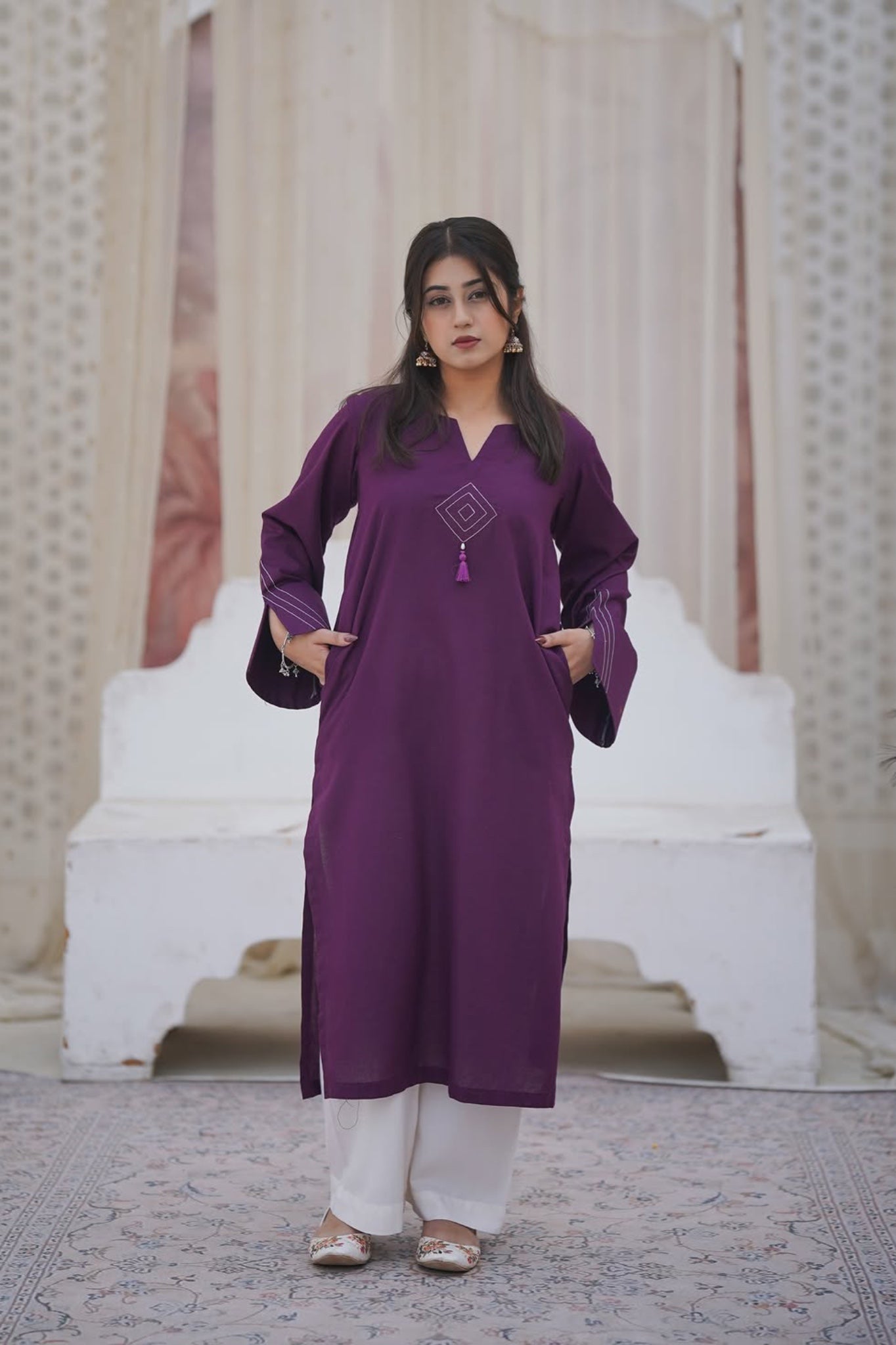Plum Aura 3Pc Solid Suit