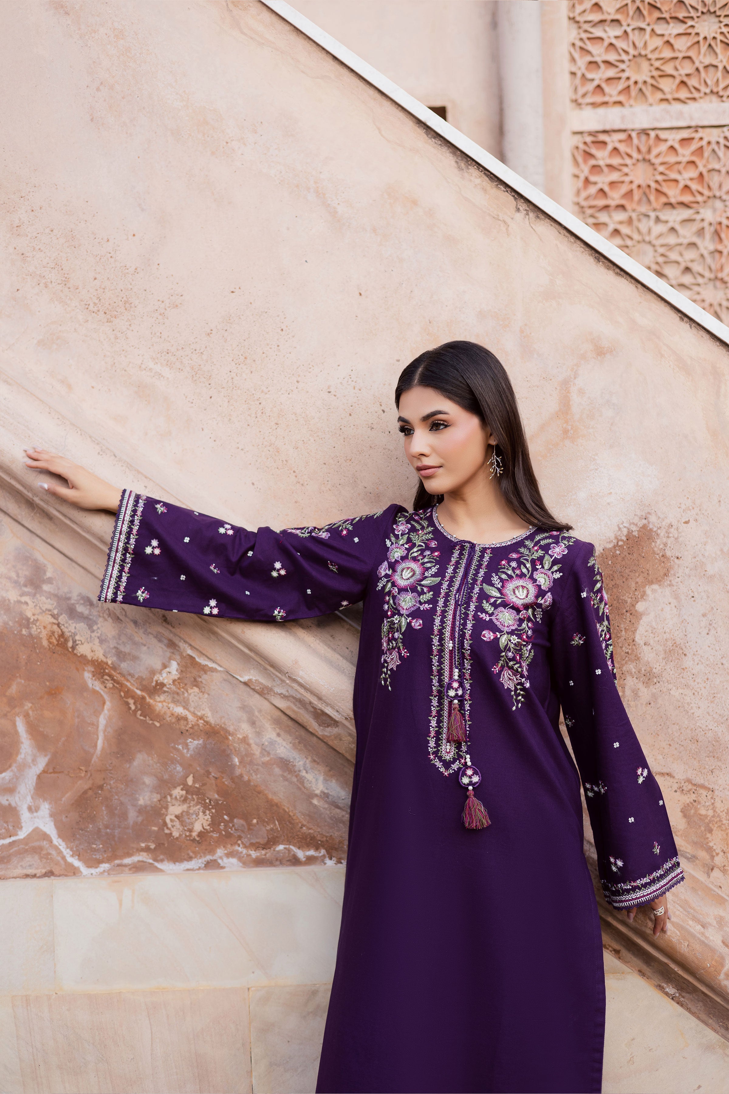 Deejo Iris 2Pc Embroidered Dress