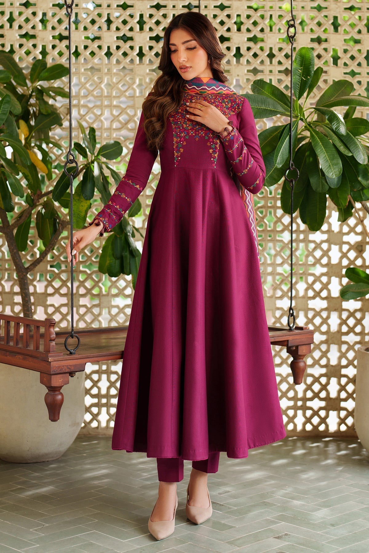 Pink Pearl 3Pc Embroidered Dress