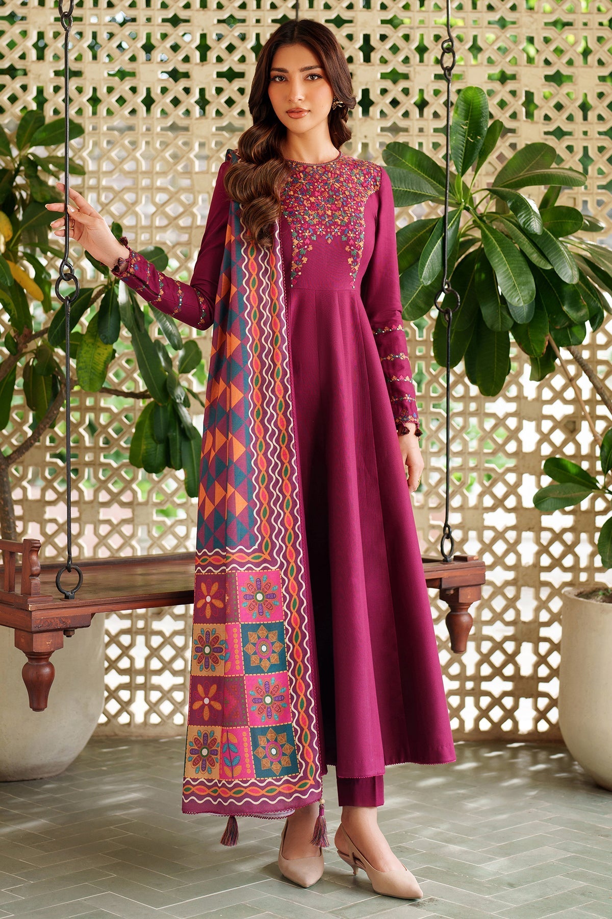 Pink Pearl 3Pc Embroidered Dress