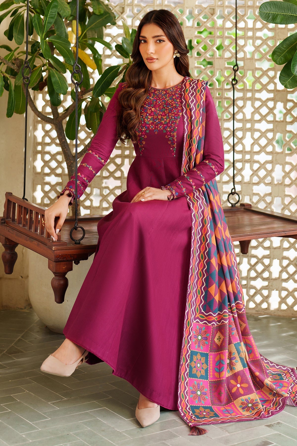 Pink Pearl 3Pc Embroidered Dress