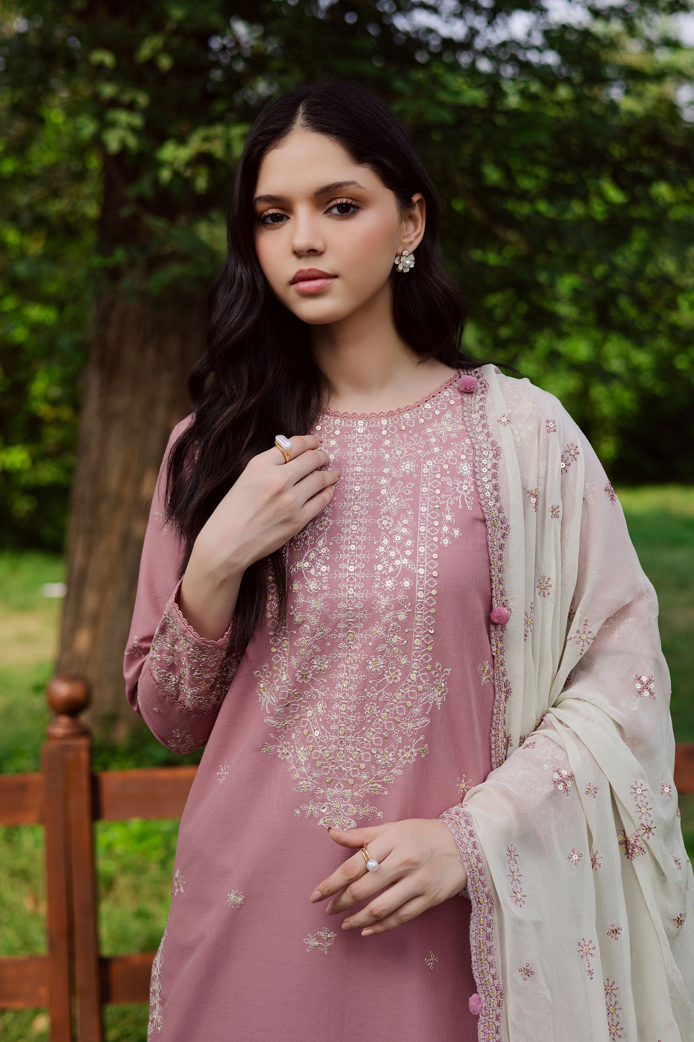 Solace Pink 3Pc Embroidered Dress