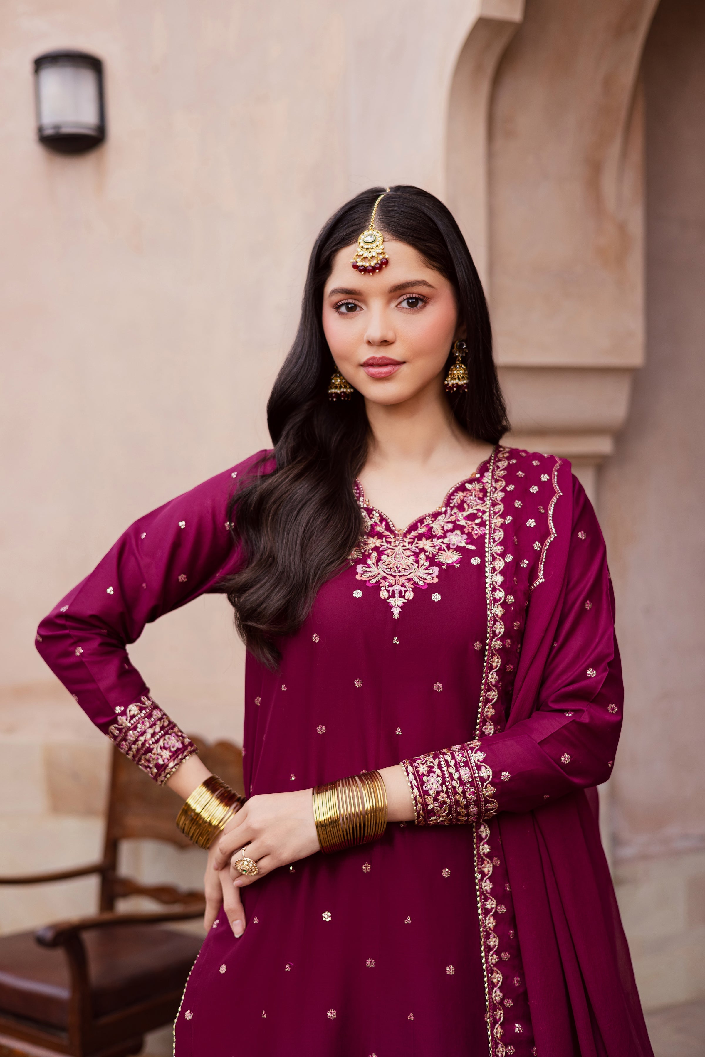 Cherryberry 3Pc Festive Embroidered Dress