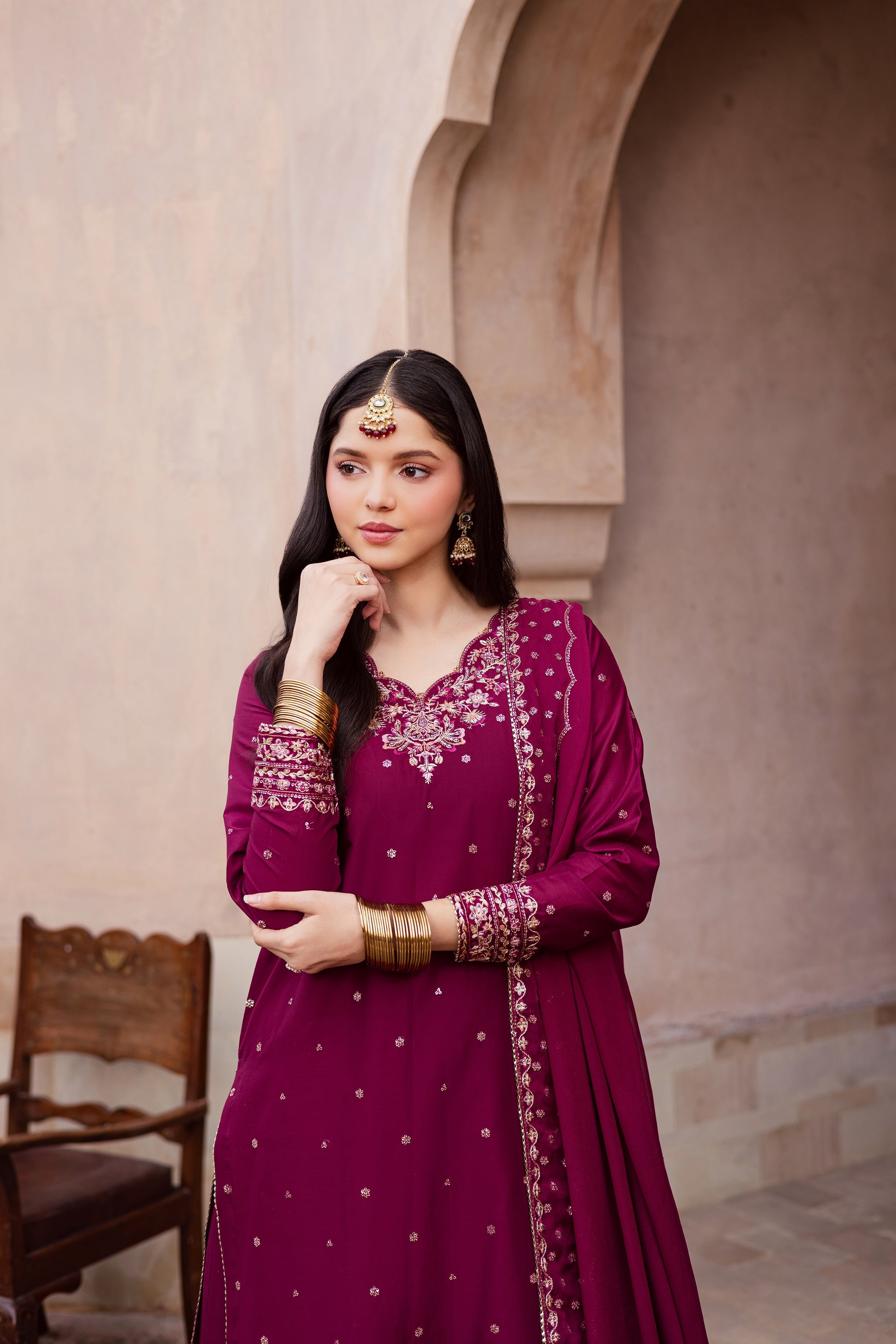 Cherryberry 3Pc Festive Embroidered Dress