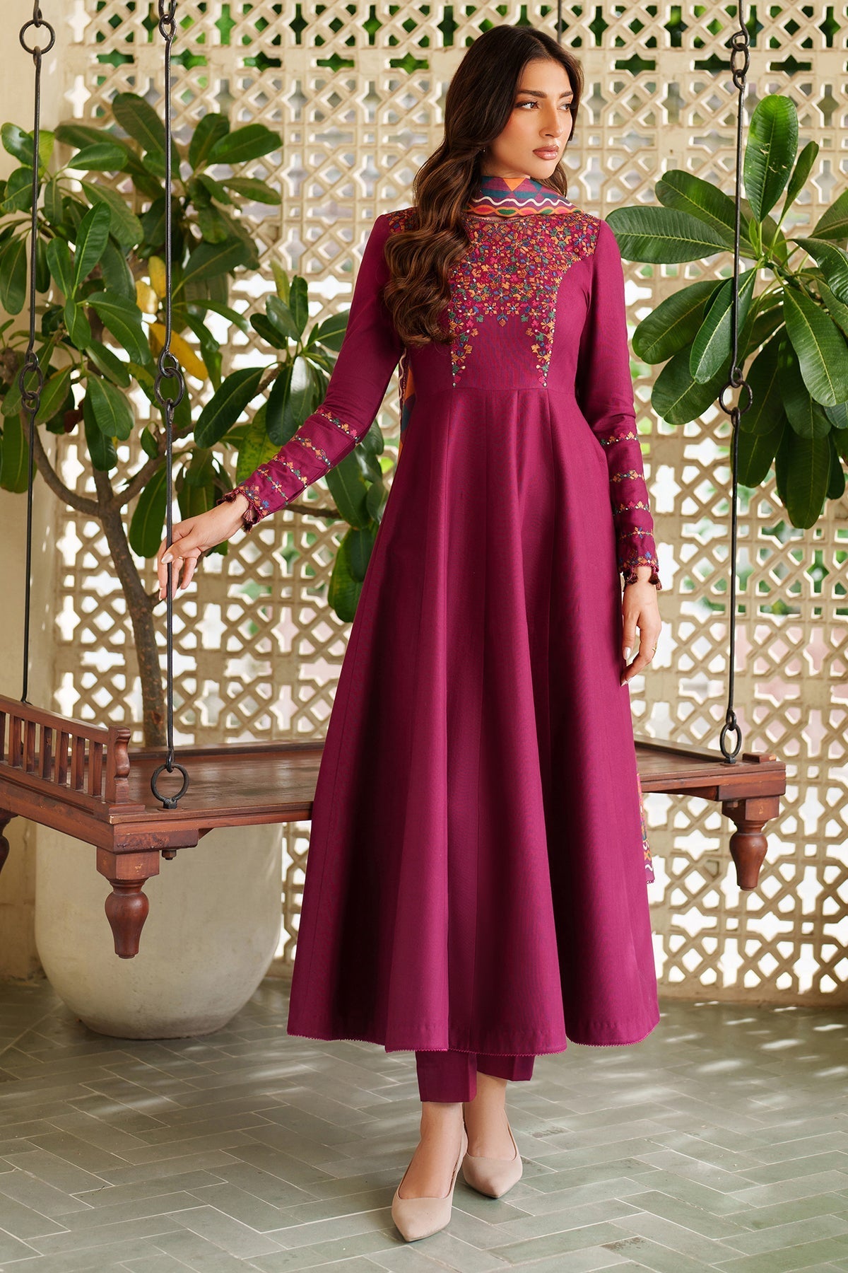 Pink Pearl 3Pc Embroidered Dress