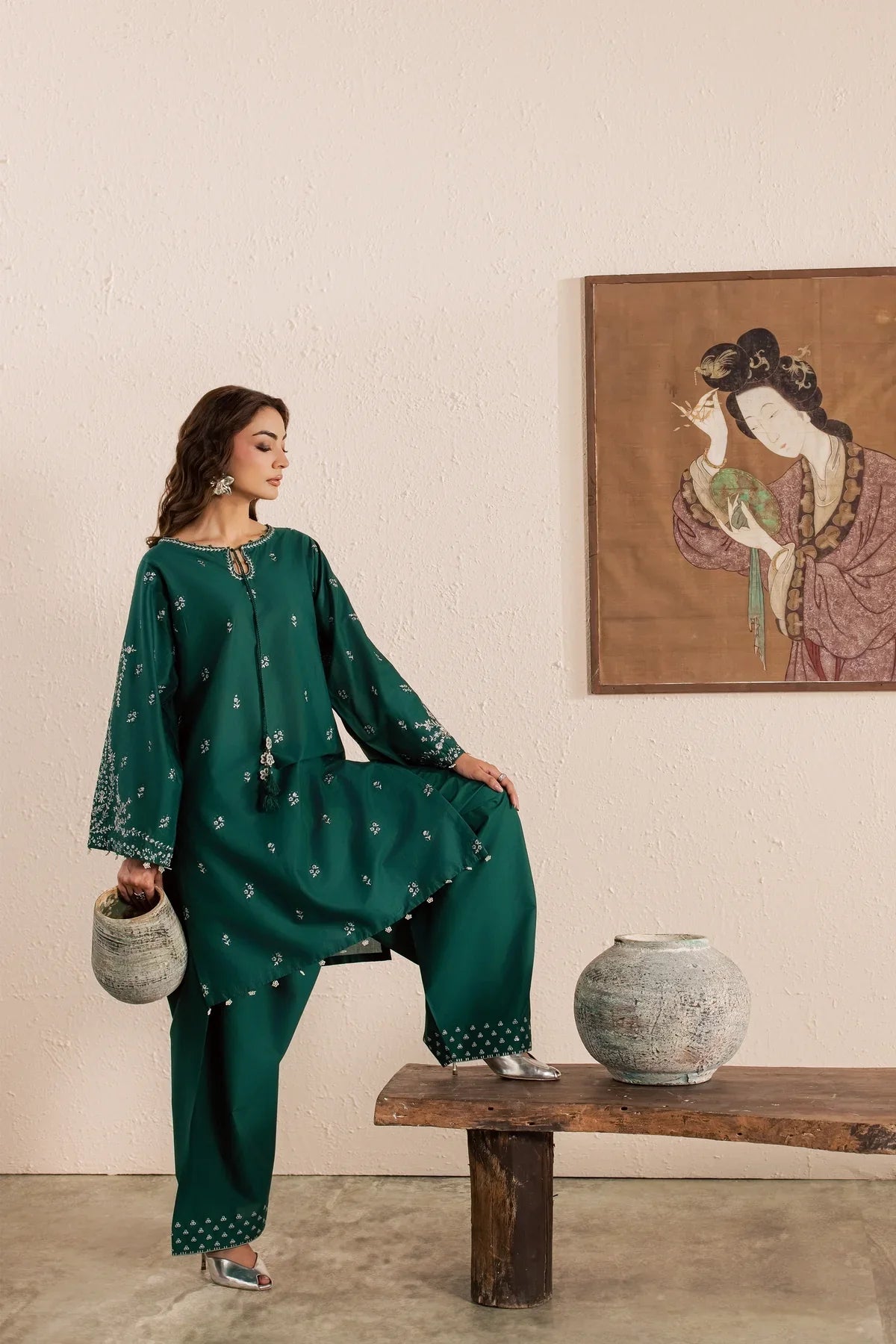 Green Nairobi 2Pc Embroidered Suit