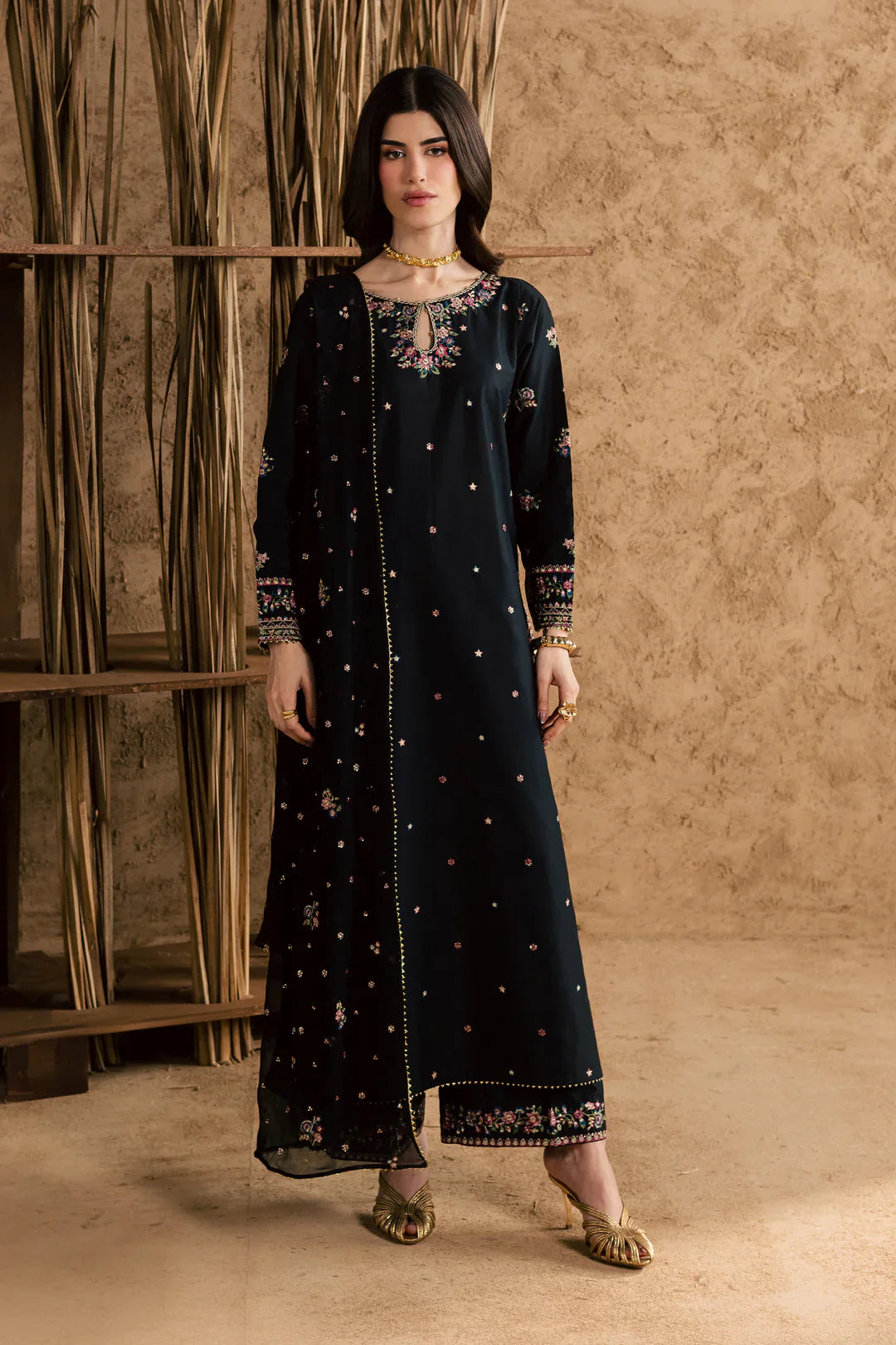 Johana 3Pc Embroidered Dress
