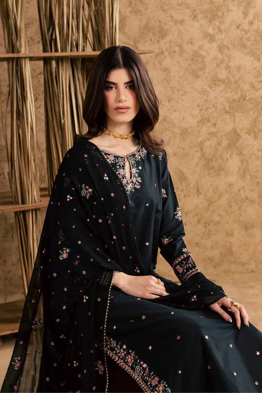 Johana 3Pc Embroidered Dress