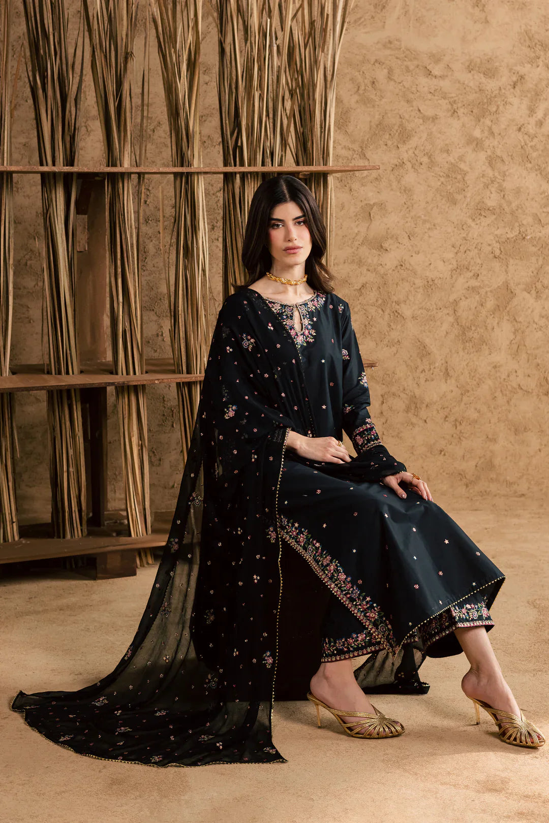 Johana 3Pc Embroidered Dress