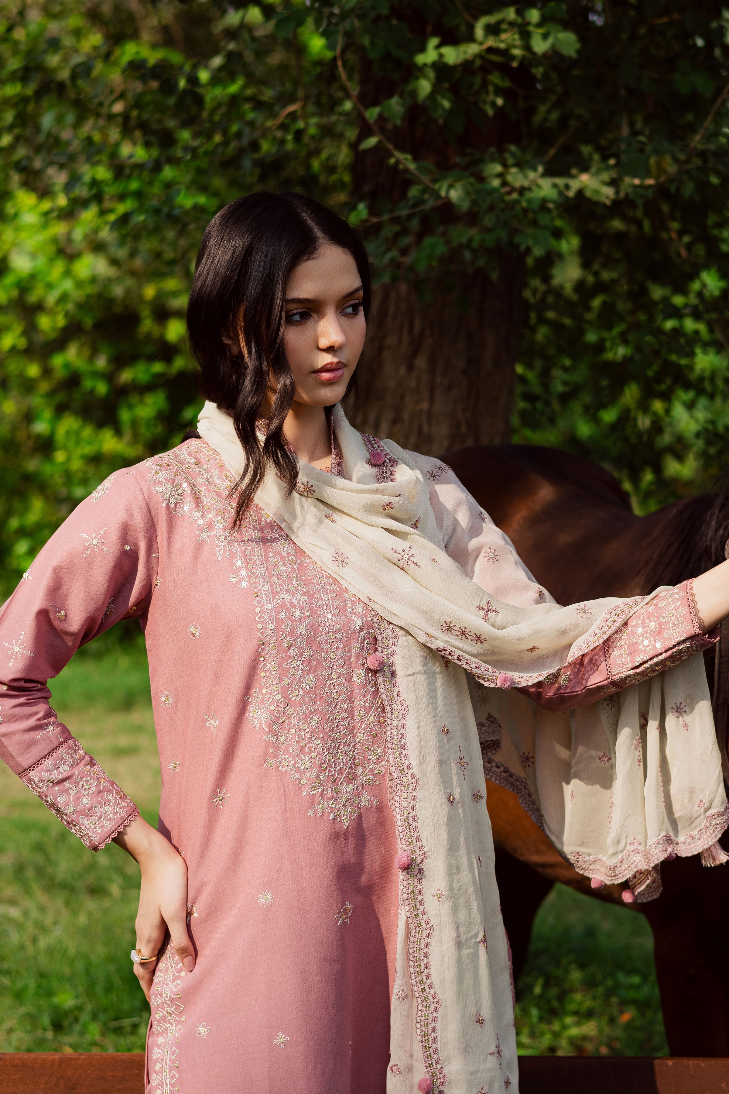 Solace Pink 3Pc Embroidered Dress