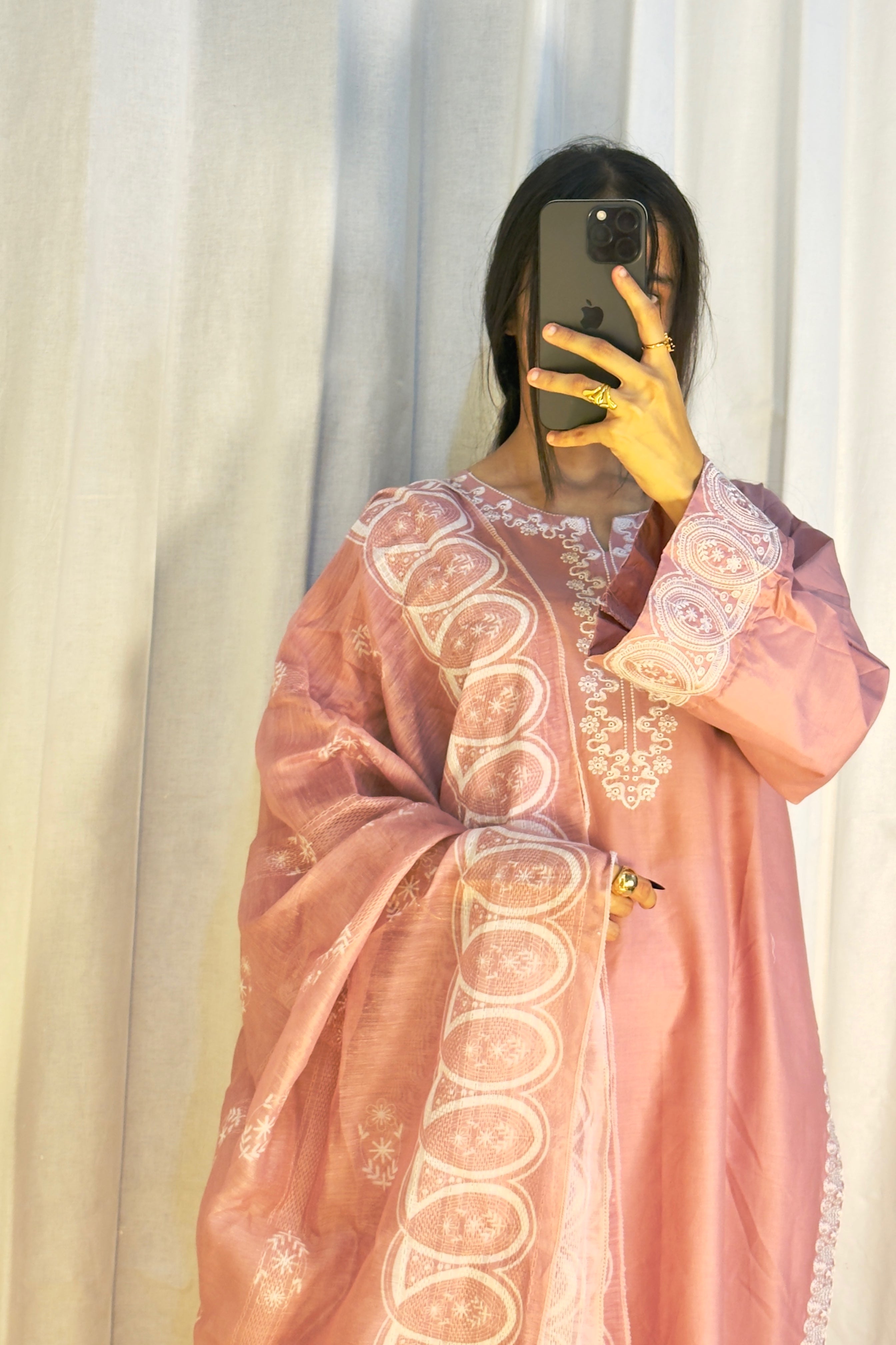 Rose Blush 3Pc Embroidered Dress