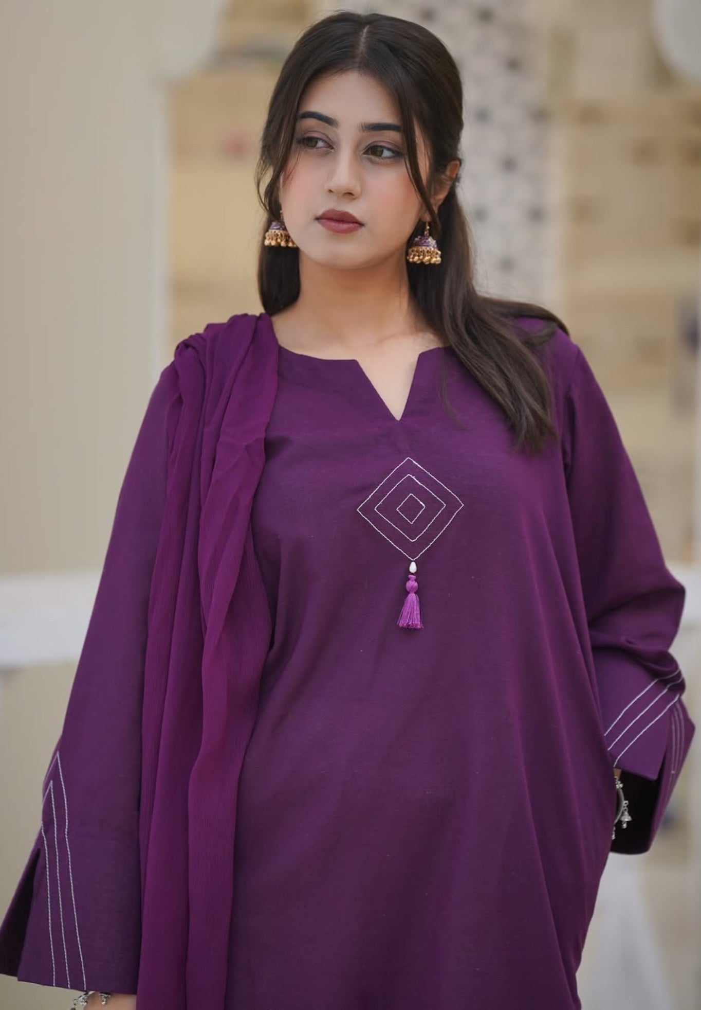 Plum Aura 2Pc Solid Suit