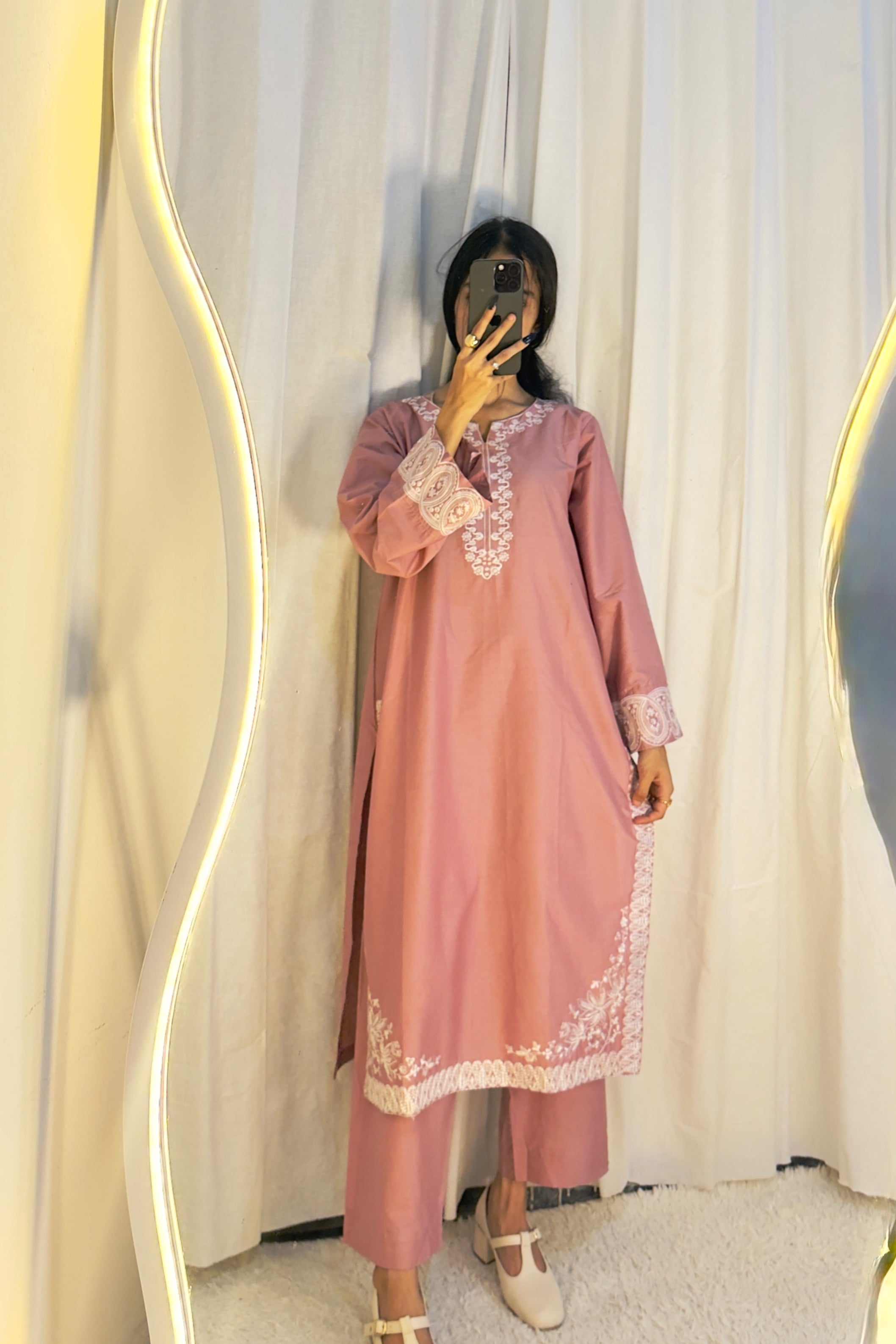 Rose Blush 3Pc Embroidered Dress