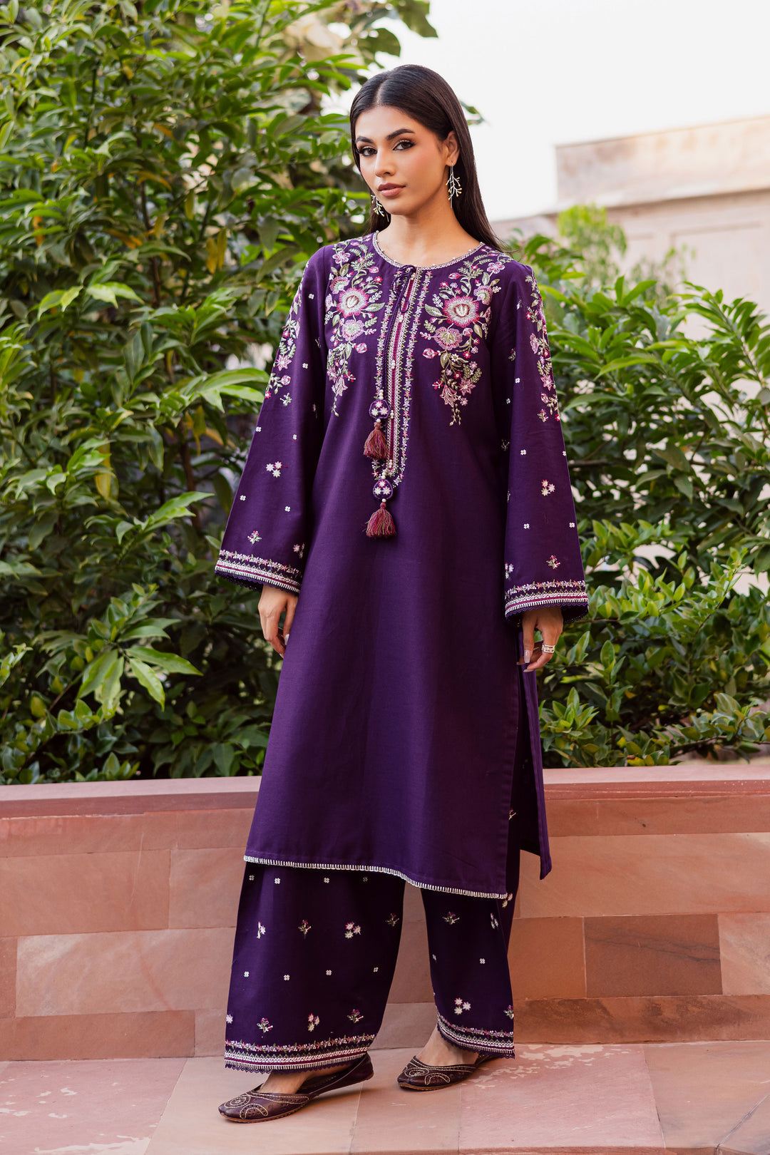 Deejo Iris 2Pc Embroidered Dress