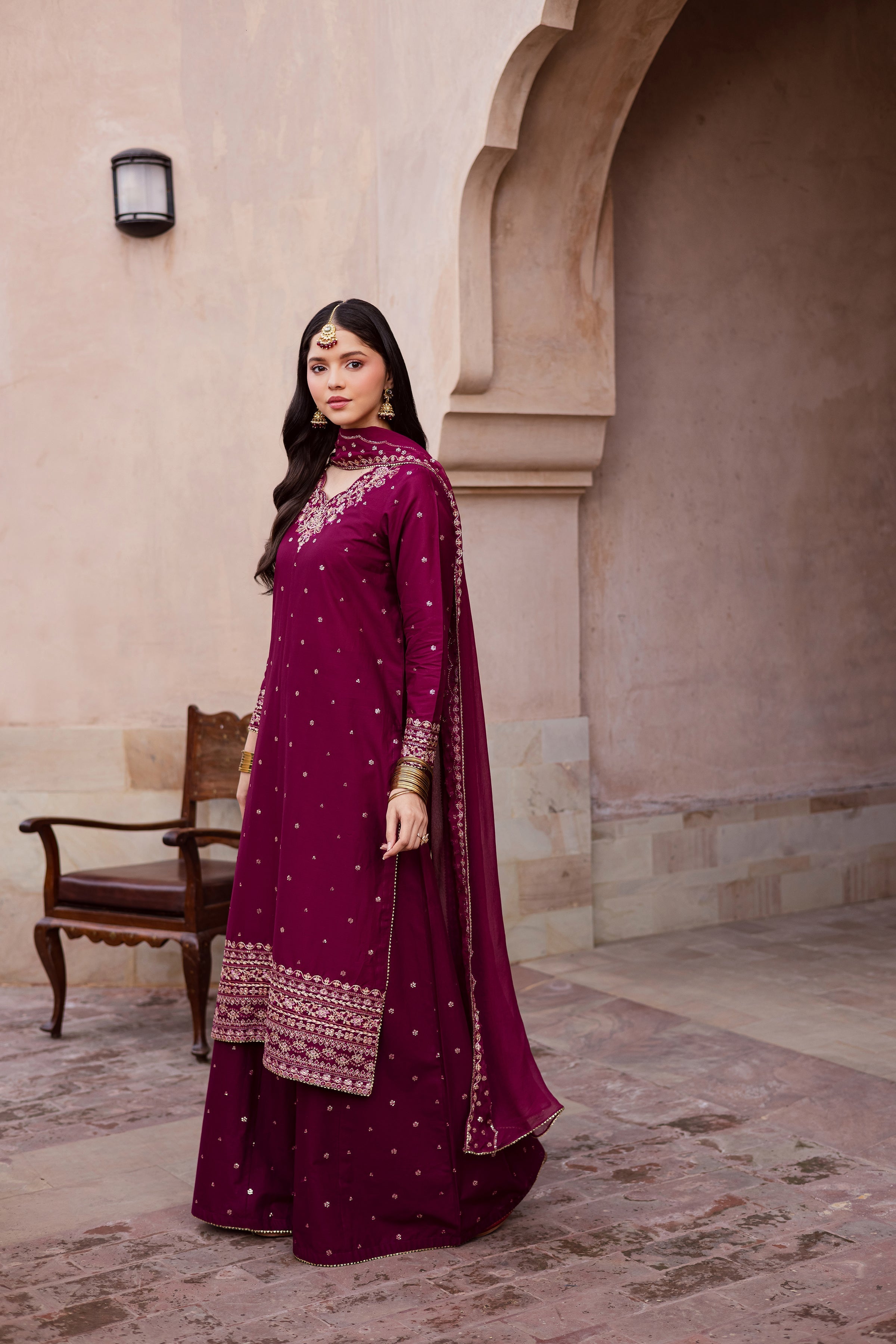 Cherryberry 3Pc Festive Embroidered Dress