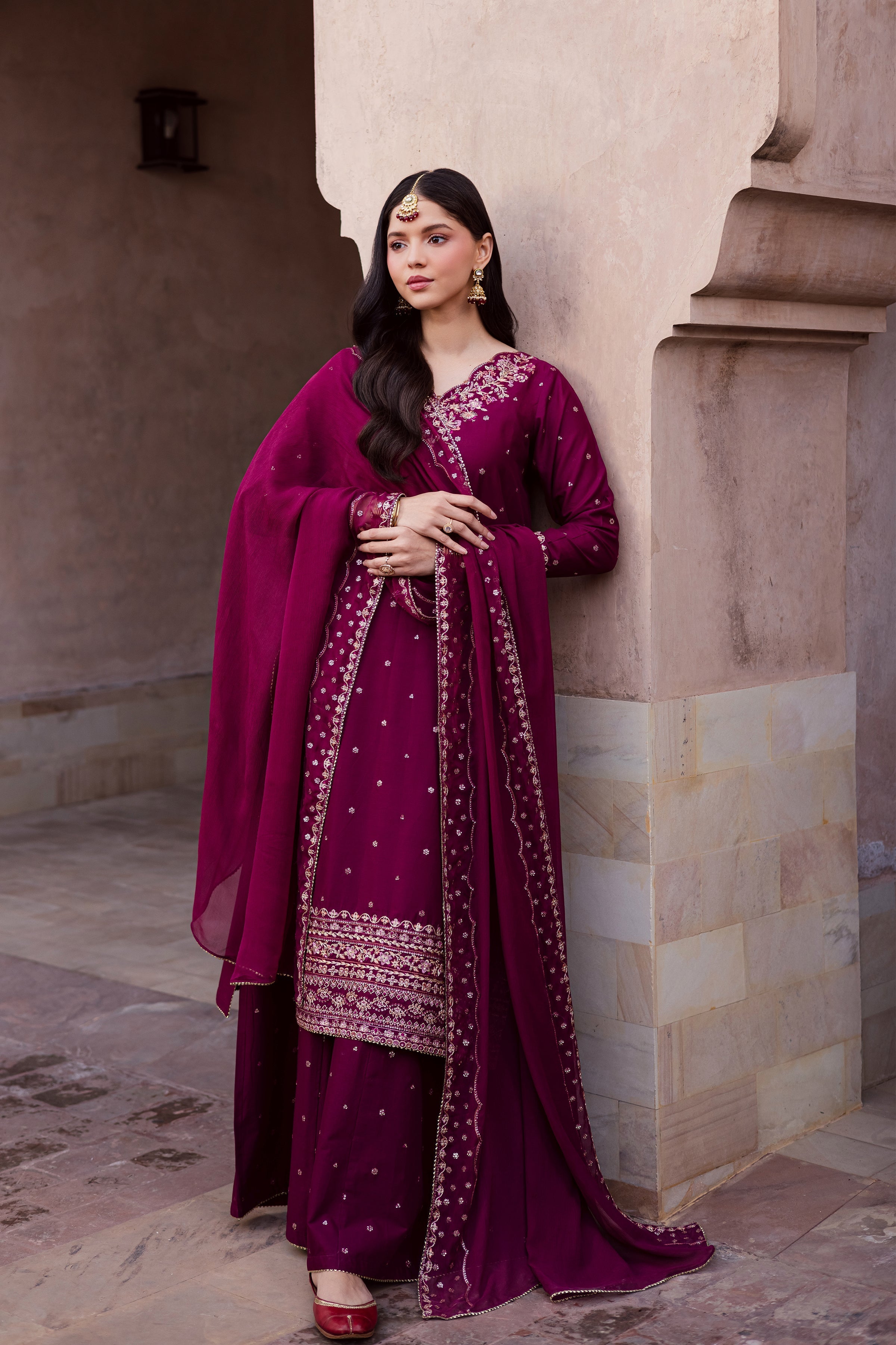 Cherryberry 3Pc Festive Embroidered Dress