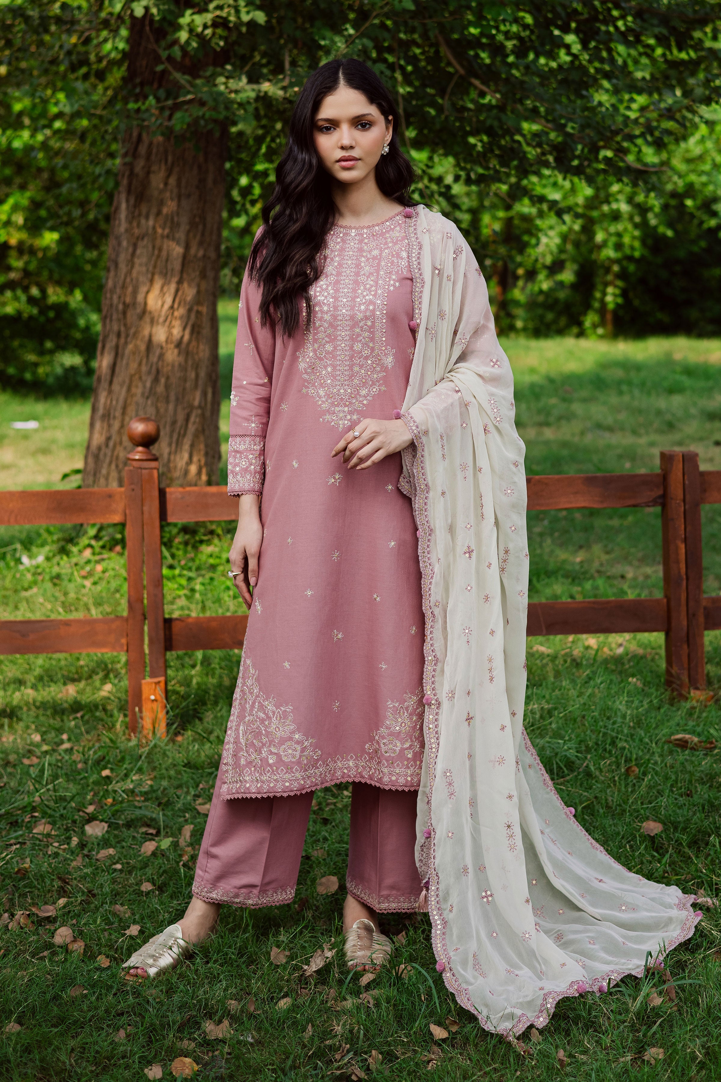 Solace Pink 3Pc Embroidered Dress
