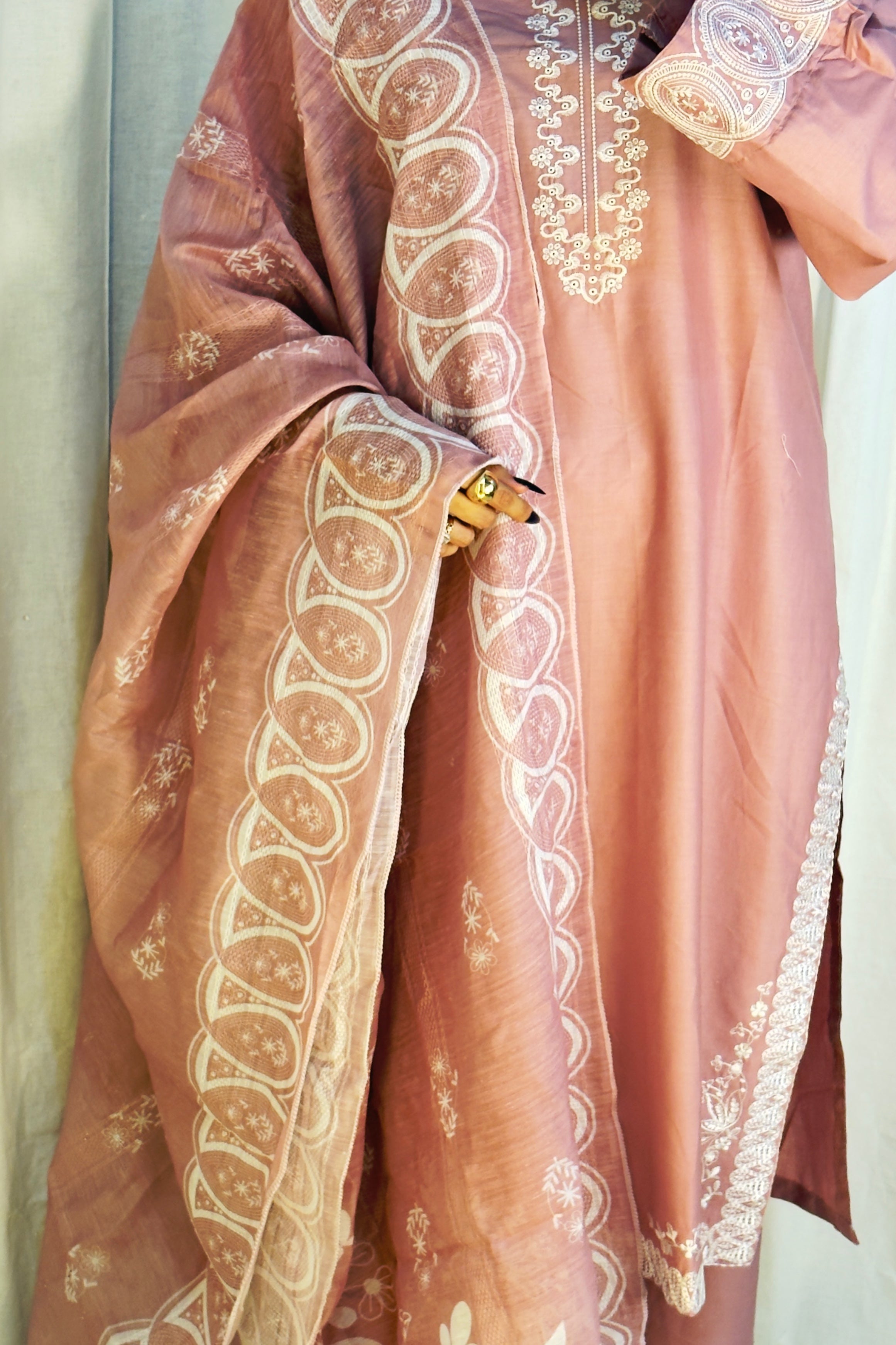 Rose Blush 3Pc Embroidered Dress