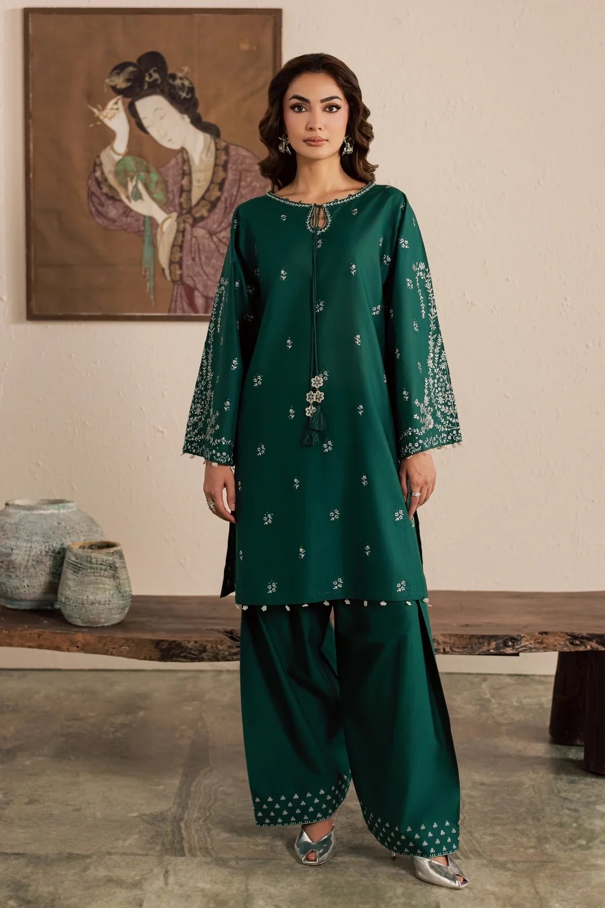 Green Nairobi 2Pc Embroidered Suit